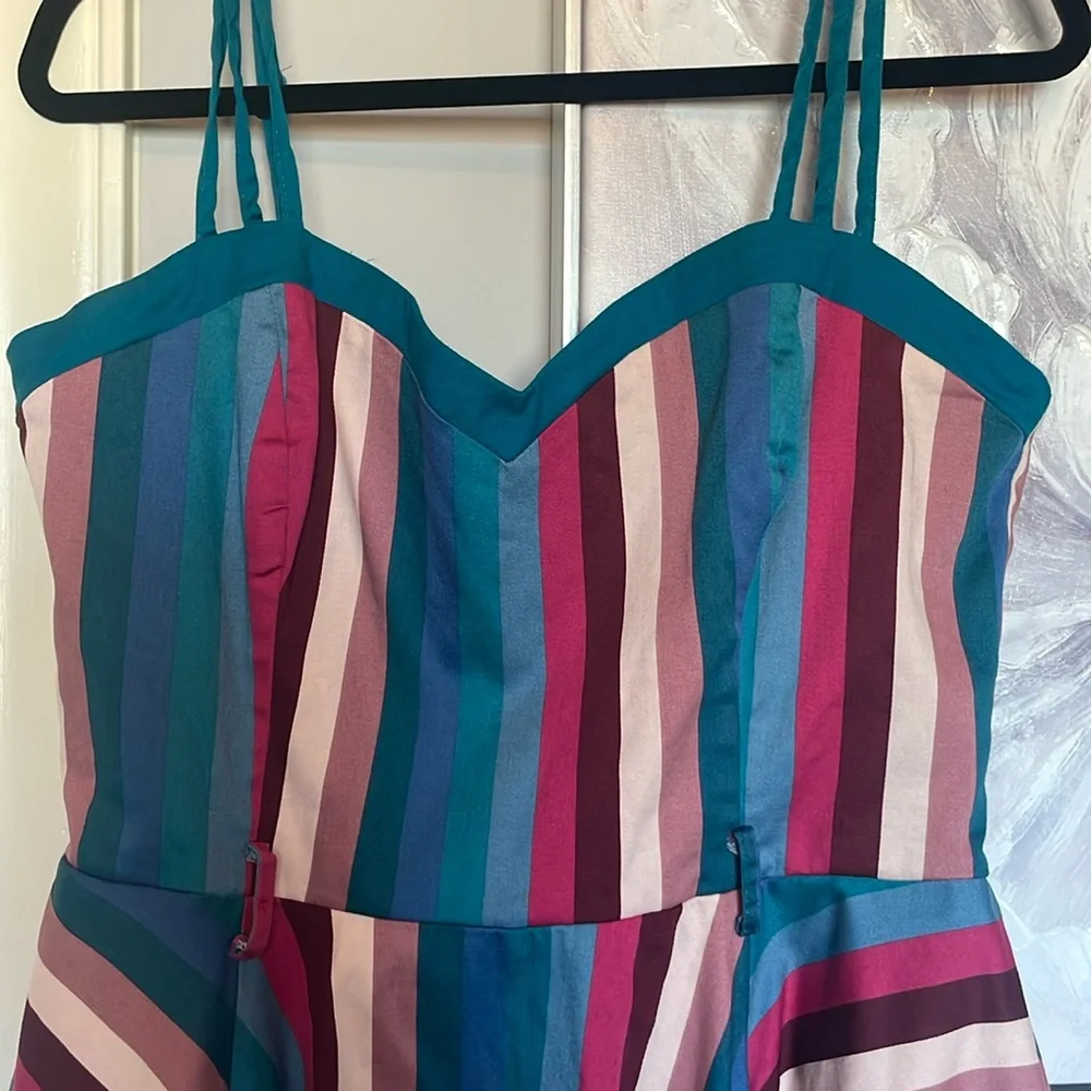 Collectif Nova Swing Dress Stripe Sz 14 - Picture 2 of 10